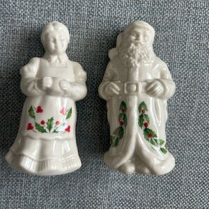 Lenox Holiday Santa and Mrs. Claus Salt And Pepper Set Christmas